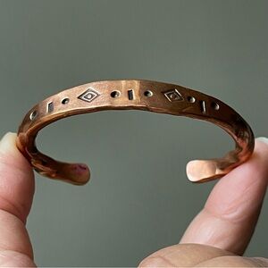 Vintage | Solid Copper Cuff Bracelet Stamped/Marked Southwestern Handmade Unisex